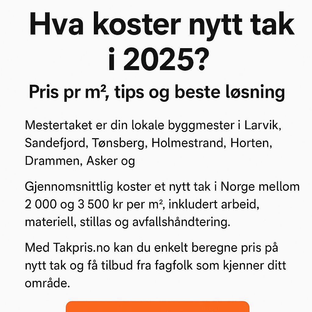 Hva koster nytt tak i 2025? Pris pr m², tips og beste løsning