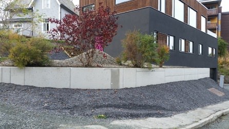 Støttemur i betong i Trondheim utført av Trondheim Betong AS